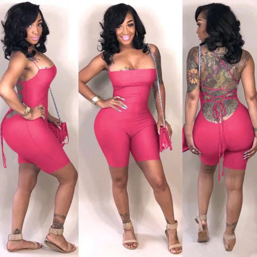 One item is a backless romper and the other is a slit on the stomach one piece!